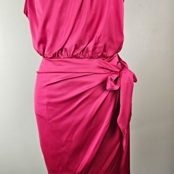 Zesica Womens Hot Pink Halter Neck Mini Dress Waist Tie Size Small Party Sexy - Picture 10 of 13